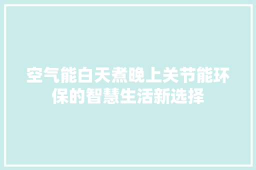 空气能白天煮晚上关节能环保的智慧生活新选择