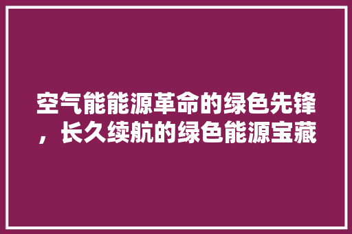 空气能能源革命的绿色先锋，长久续航的绿色能源宝藏 厨房维修