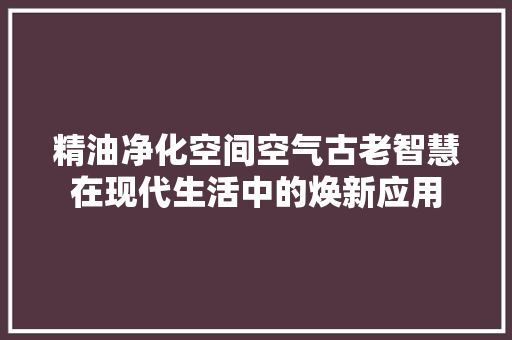 精油净化空间空气古老智慧在现代生活中的焕新应用