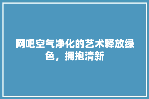 网吧空气净化的艺术释放绿色，拥抱清新 厨房维修
