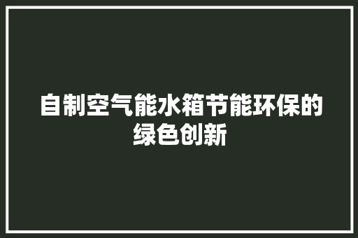 自制空气能水箱节能环保的绿色创新 汽车维修
