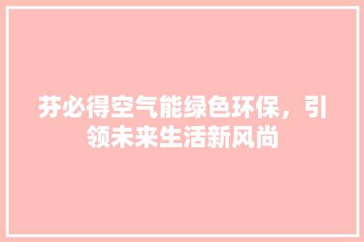 芬必得空气能绿色环保，引领未来生活新风尚 厨房维修