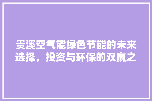 贵溪空气能绿色节能的未来选择，投资与环保的双赢之路 汽车维修
