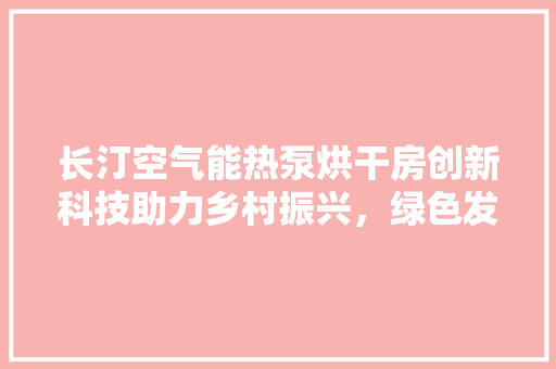 长汀空气能热泵烘干房创新科技助力乡村振兴，绿色发展引领未来 厨房维修