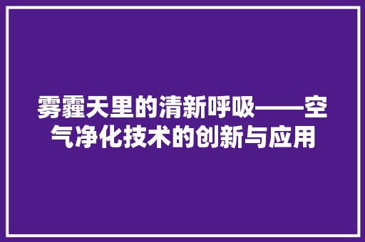 雾霾天里的清新呼吸——空气净化技术的创新与应用
