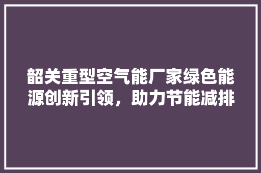 韶关重型空气能厂家绿色能源创新引领，助力节能减排新篇章