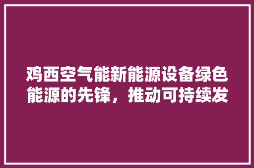 鸡西空气能新能源设备绿色能源的先锋，推动可持续发展 厨房维修