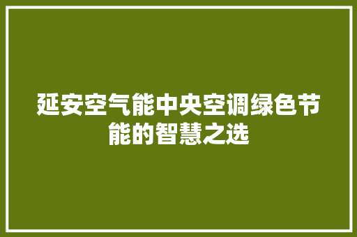 延安空气能中央空调绿色节能的智慧之选