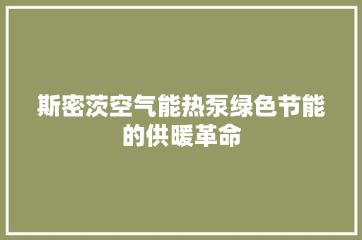 斯密茨空气能热泵绿色节能的供暖革命 厨房维修