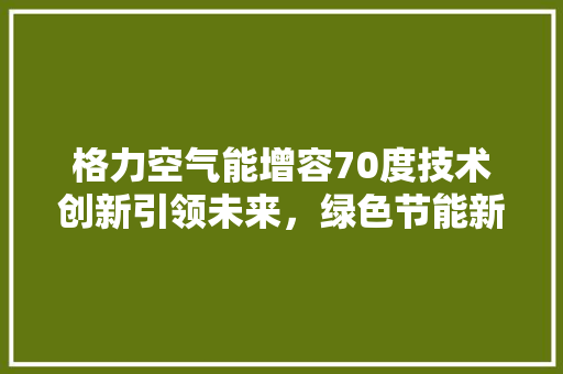 格力空气能增容70度技术创新引领未来，绿色节能新篇章
