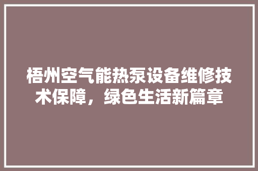 梧州空气能热泵设备维修技术保障，绿色生活新篇章 家电维修