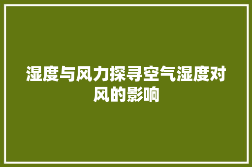 湿度与风力探寻空气湿度对风的影响 墙体维修