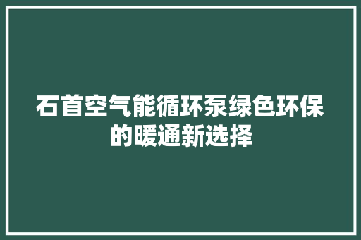 石首空气能循环泵绿色环保的暖通新选择