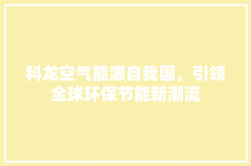 科龙空气能源自我国，引领全球环保节能新潮流