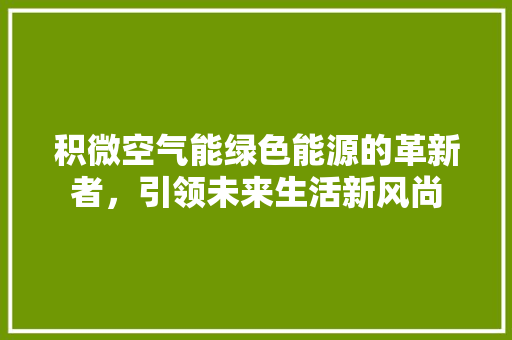积微空气能绿色能源的革新者，引领未来生活新风尚