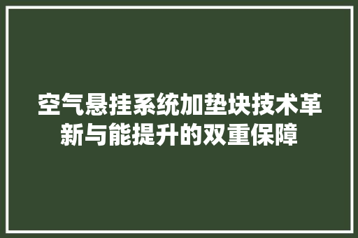 空气悬挂系统加垫块技术革新与能提升的双重保障 综合便民