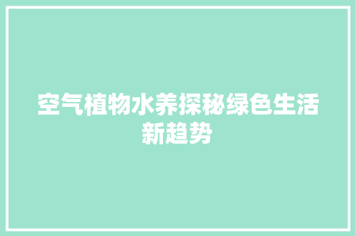 空气植物水养探秘绿色生活新趋势 厨房维修