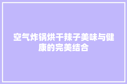 空气炸锅烘干辣子美味与健康的完美结合 综合便民