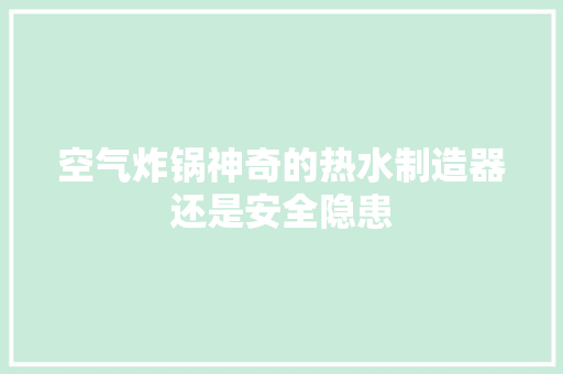 空气炸锅神奇的热水制造器还是安全隐患
