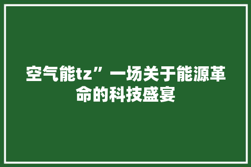 空气能tz”一场关于能源革命的科技盛宴