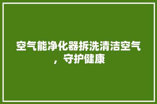 空气能净化器拆洗清洁空气，守护健康