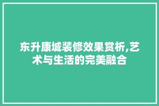 东升康城装修效果赏析,艺术与生活的完美融合