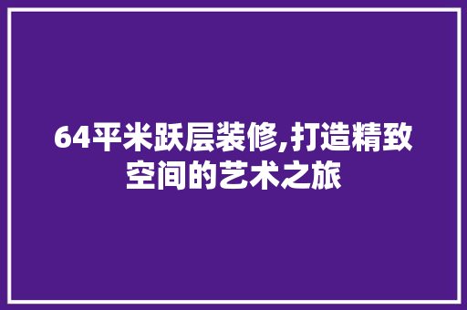 64平米跃层装修,打造精致空间的艺术之旅