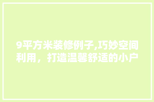 9平方米装修例子,巧妙空间利用，打造温馨舒适的小户型生活