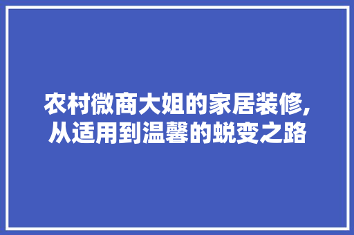 农村微商大姐的家居装修,从适用到温馨的蜕变之路 农村微商大姐的家居装修,从适用到温馨的蜕变之路 厨房维修