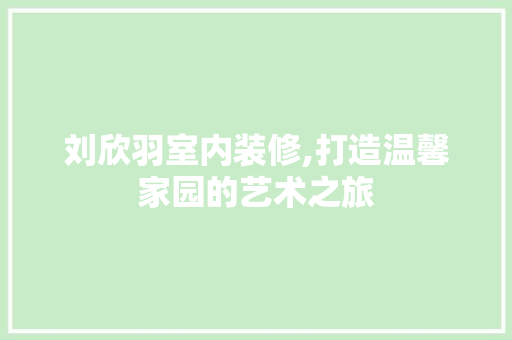刘欣羽室内装修,打造温馨家园的艺术之旅