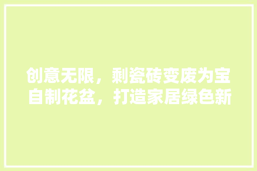 创意无限，剩瓷砖变废为宝自制花盆，打造家居绿色新时尚
