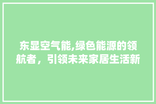 东显空气能,绿色能源的领航者，引领未来家居生活新风尚_东显空气能