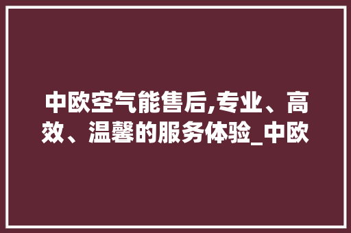 中欧空气能售后,专业、高效、温馨的服务体验_中欧空气能售后