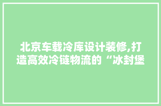 北京车载冷库设计装修,打造高效冷链物流的“冰封堡垒”