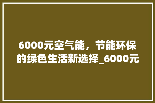6000元空气能，节能环保的绿色生活新选择_6000元的空气能