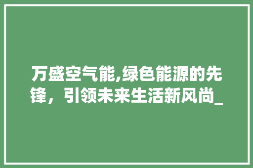 万盛空气能,绿色能源的先锋，引领未来生活新风尚_万盛空气能