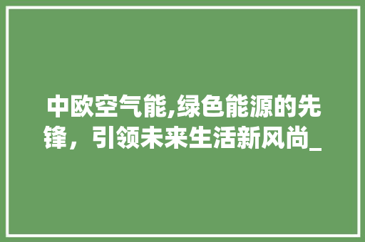 中欧空气能,绿色能源的先锋，引领未来生活新风尚_中欧空气能咋样