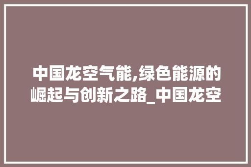 中国龙空气能,绿色能源的崛起与创新之路_中国龙空气能