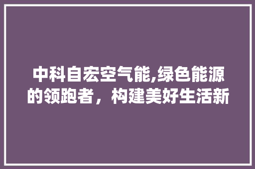 中科自宏空气能,绿色能源的领跑者，构建美好生活新篇章_中科自宏空气能
