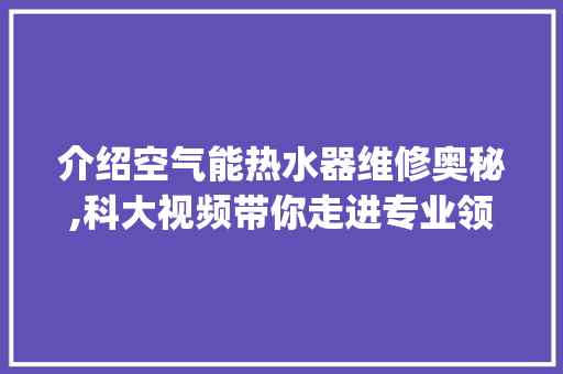 介绍空气能热水器维修奥秘,科大视频带你走进专业领域_科大空气能维修视频