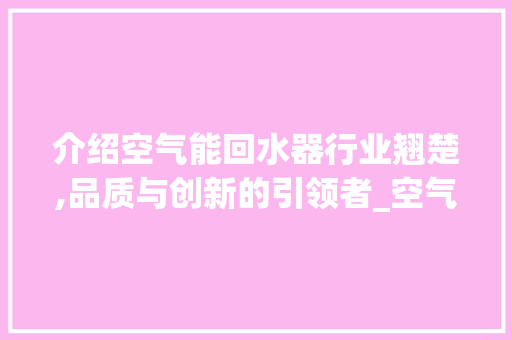 介绍空气能回水器行业翘楚,品质与创新的引领者_空气能回水器排名