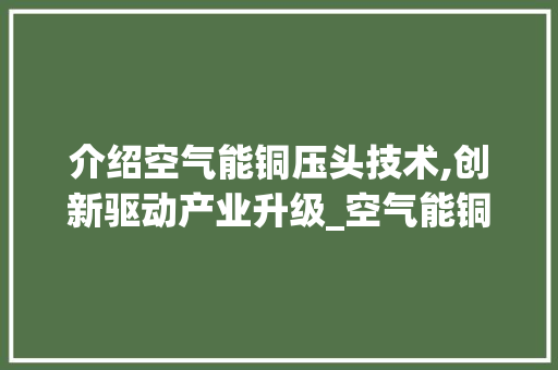 介绍空气能铜压头技术,创新驱动产业升级_空气能铜怎么压头