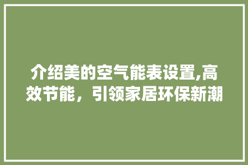 介绍美的空气能表设置,高效节能，引领家居环保新潮流_美的空气能表设置