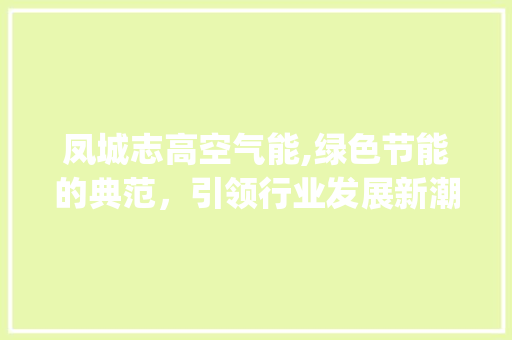 凤城志高空气能,绿色节能的典范，引领行业发展新潮流_凤城志高空气能