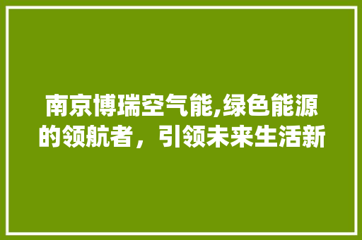 南京博瑞空气能,绿色能源的领航者，引领未来生活新风尚_南京博瑞空气能
