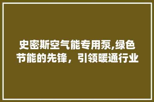 史密斯空气能专用泵,绿色节能的先锋，引领暖通行业新潮流_史密斯空气能专用泵