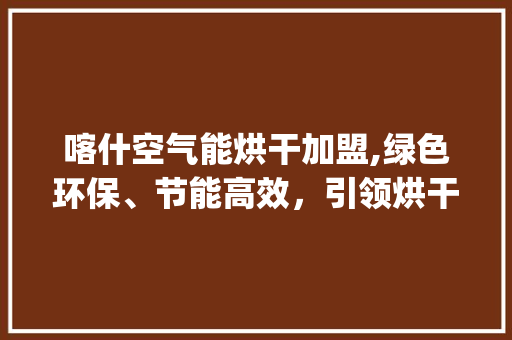 喀什空气能烘干加盟,绿色环保、节能高效，引领烘干设备新潮流_喀什空气能烘干加盟