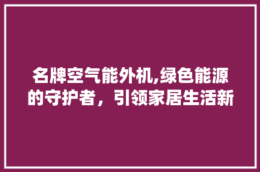 名牌空气能外机,绿色能源的守护者，引领家居生活新风尚_名牌空气能外机