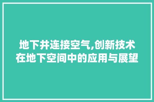 地下井连接空气,创新技术在地下空间中的应用与展望_地下井连接空气能