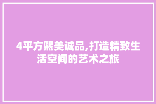 4平方熙美诚品,打造精致生活空间的艺术之旅
